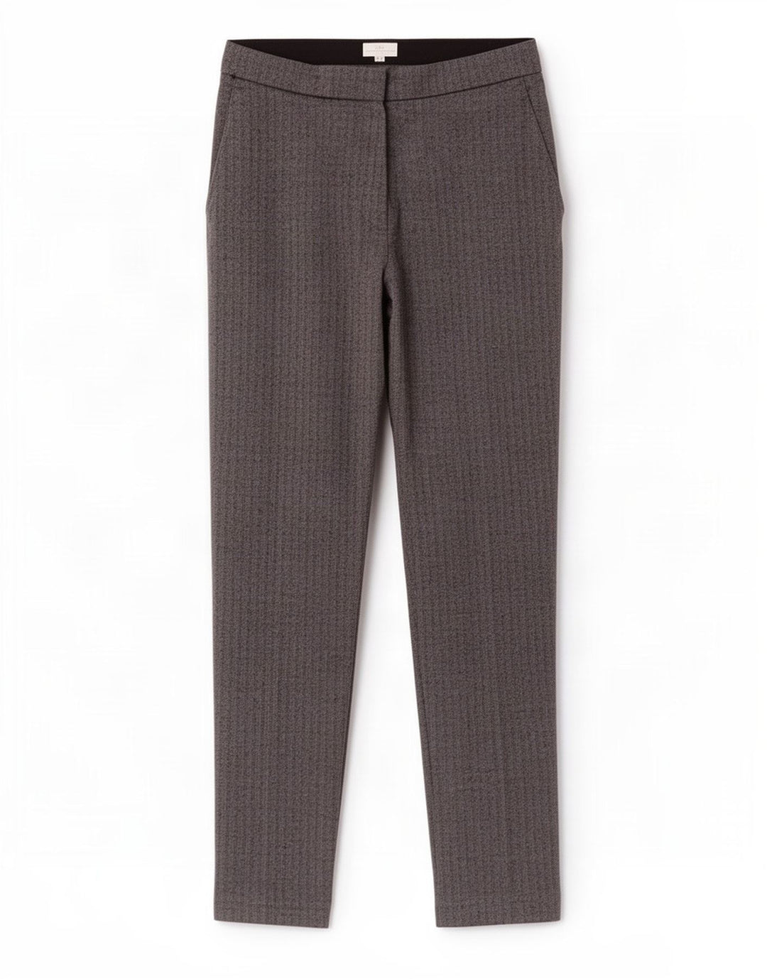 Zara Mujer Pantalón De Traje Recto Small W26 L26 Gris Espiga Poliéster