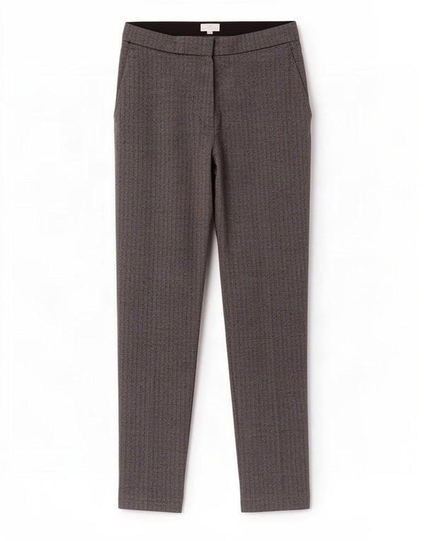 Zara Mujer Pantalón De Traje Recto Small W26 L26 Gris Espiga Poliéster