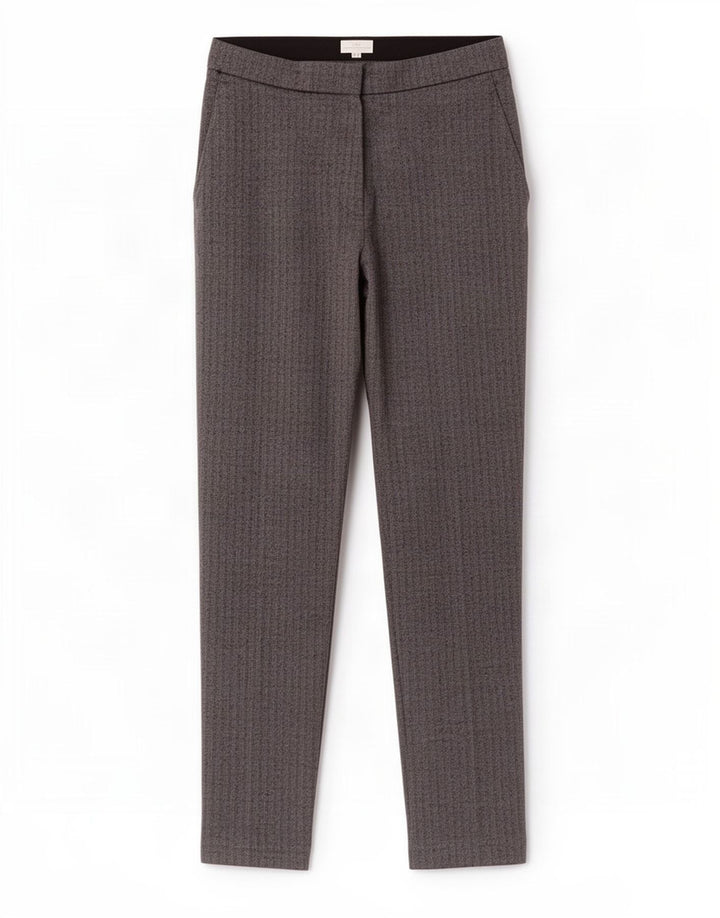 Zara Mujer Pantalón De Traje Recto Small W26 L26 Gris Espiga Poliéster