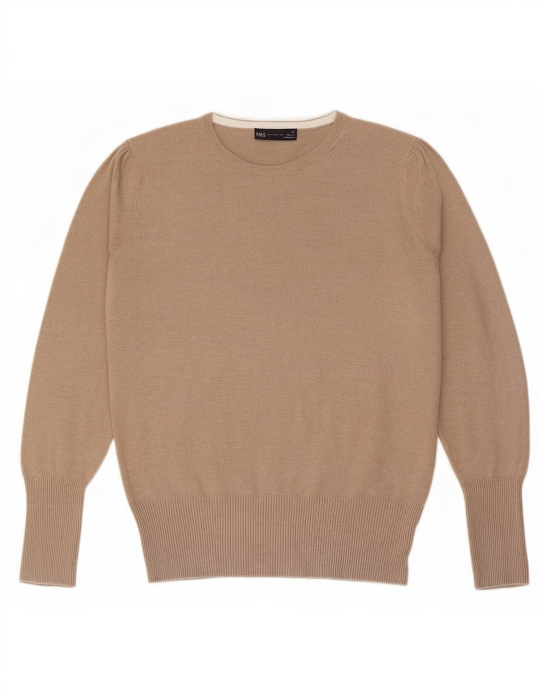 Marks & Spencer Jersey con Cuello Barco para Mujer UK 42 Viscosa Beige Mediana