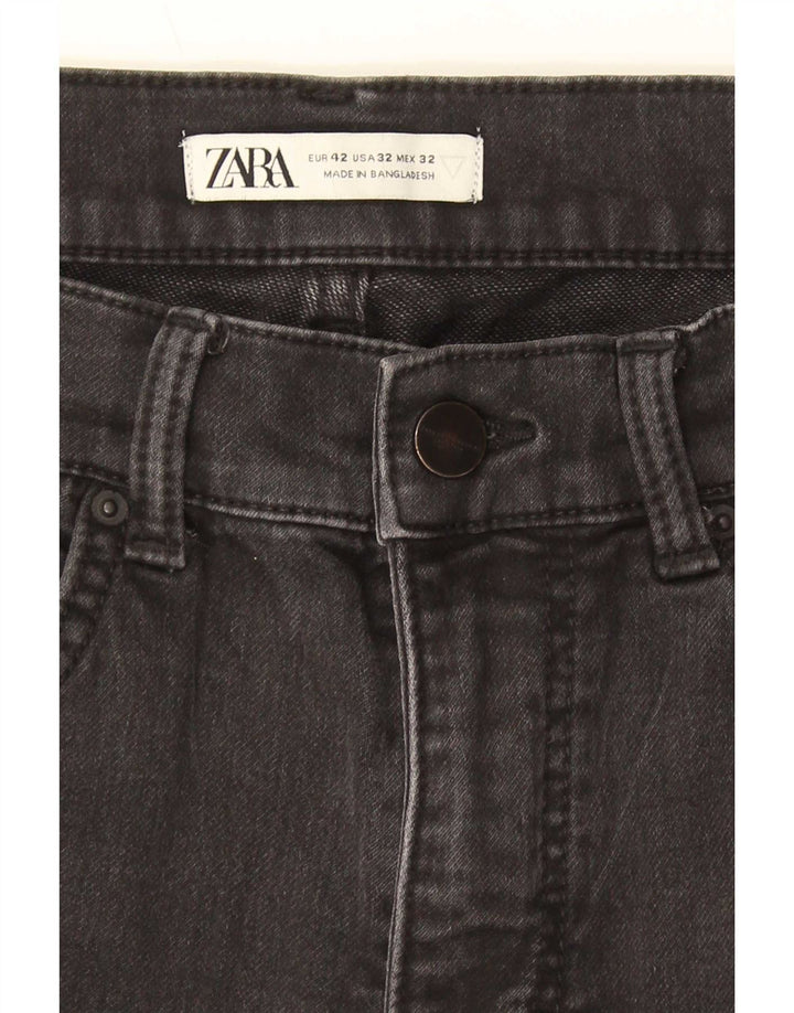 Zara Mens Cargo Denim Shorts EU 42 Grande W32 Algodón Gris