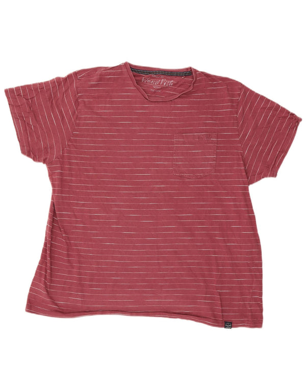 Weird Fish Camiseta para hombre Top 2XL Algodón a rayas rojas