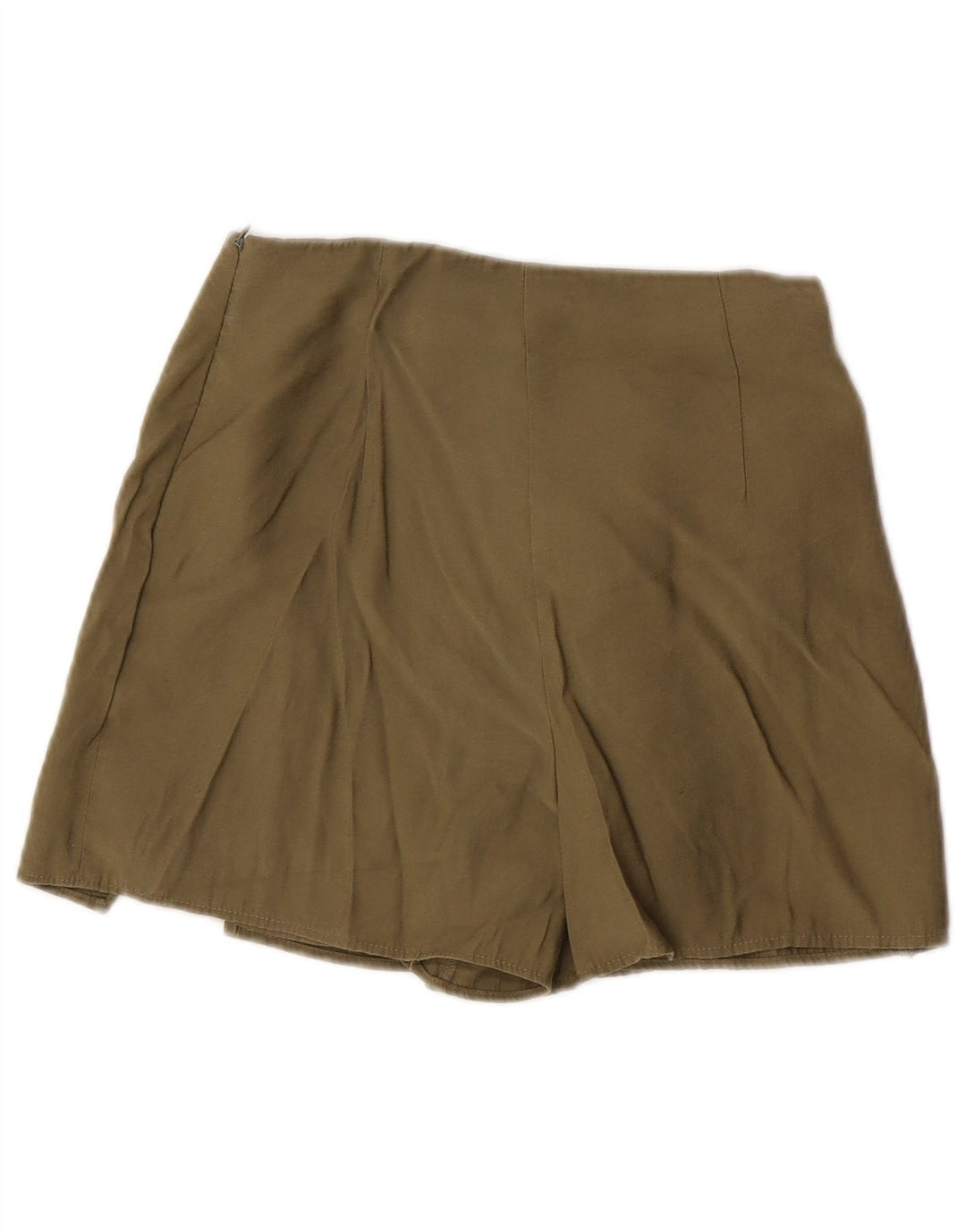 Zara Mujer Pantalones Cortos Casuales Pequeños W26 Caqui Modal