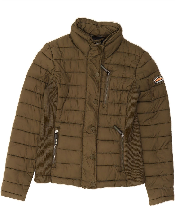 SUPERDRY Womens Padded Jacket UK 10 Small  Khaki Nylon Vintage Superdry and Second-Hand Superdry from Messina Hembry 