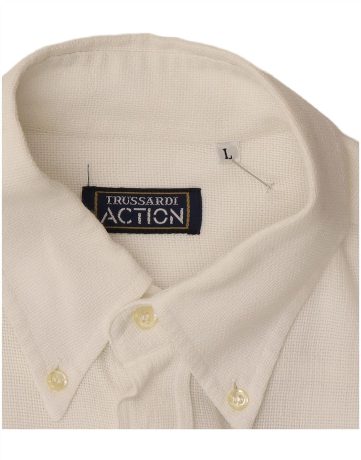 Camisa Trussardi Hombre Grande Blanco
