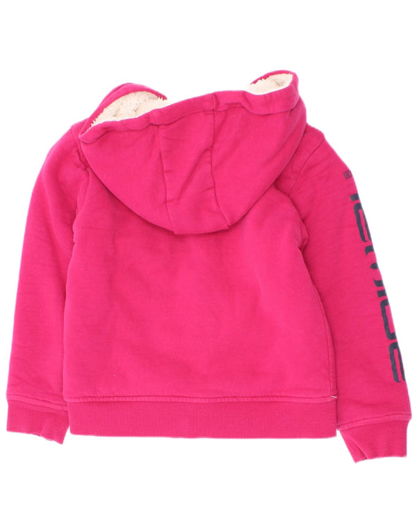 Animal Girls Graphic Zip Hoodie Sweater 5-6 Years Pink Cotton