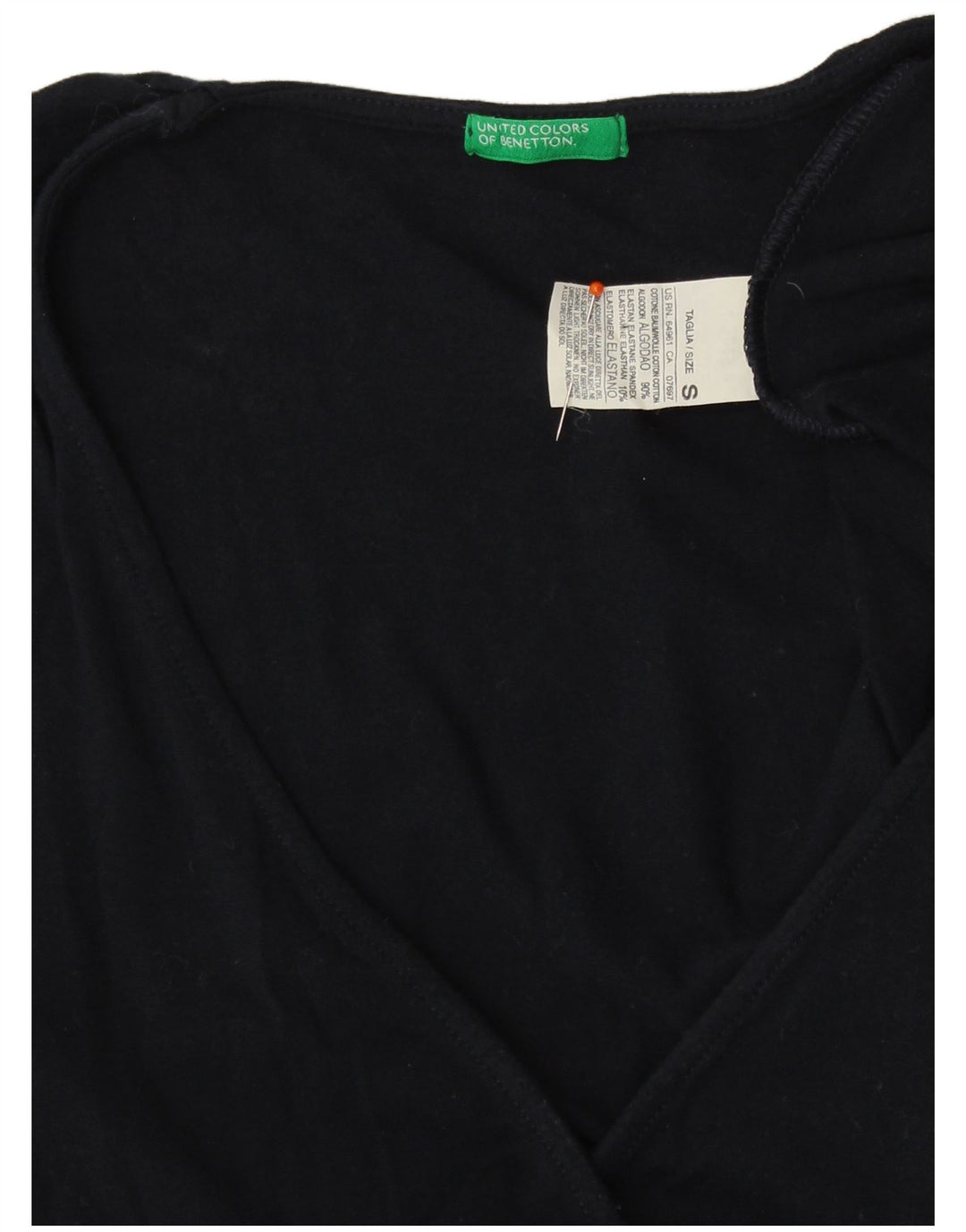 UNITED COLORS OF BENETTON Blusa para mujer Top UK 8 Small Azul marino Clásico