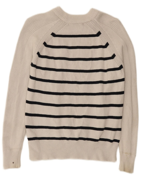 Marks & Spencer Jersey de cuello redondo para mujer UK 6 XS Blanco a rayas
