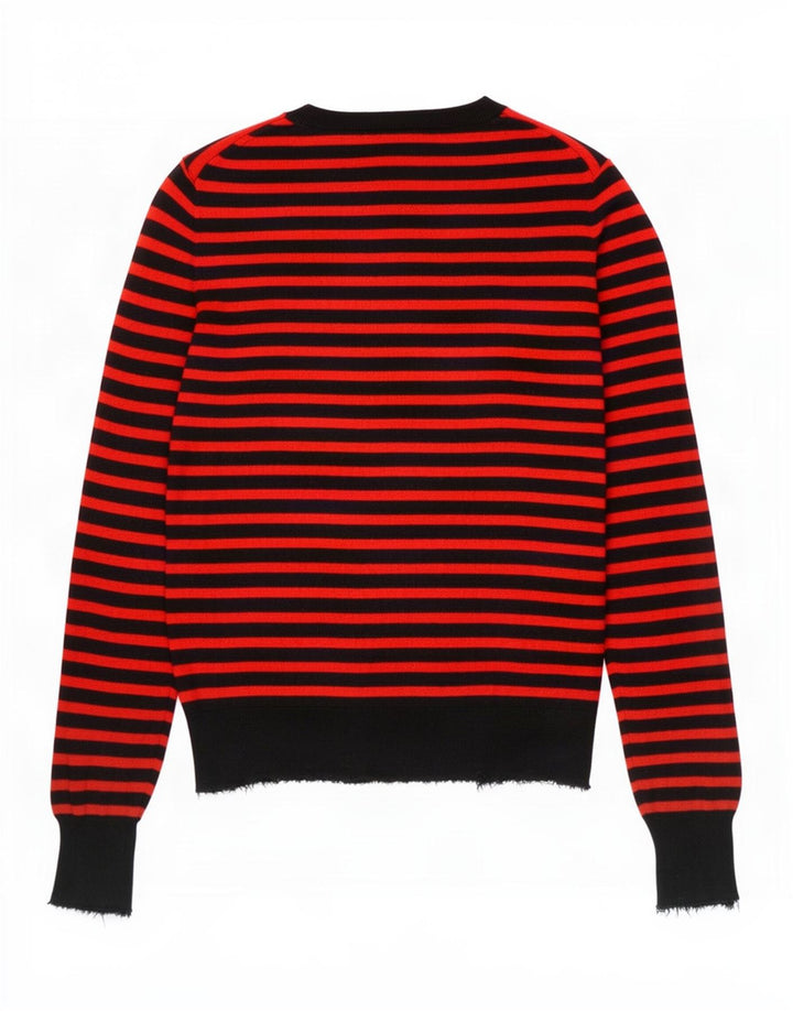 Zara - Jersey de cuello redondo para mujer, talla 40, modal rojo a rayas