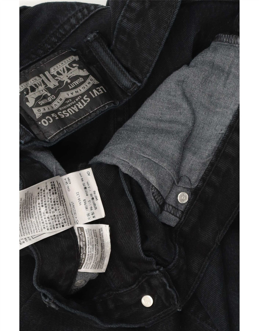 Vaqueros rectos desgastados para hombre Levi's W38 L32 Algodón negro