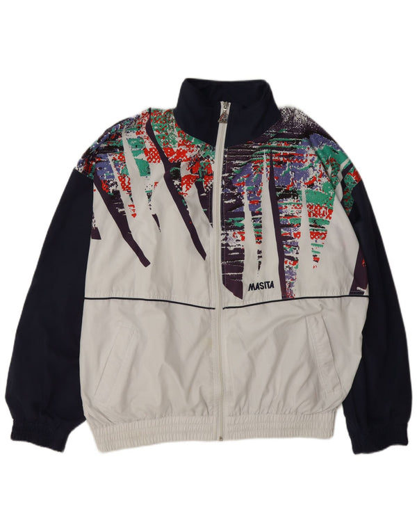 Masita Hombre Chándal Top Chaqueta Mediana Blanco Colorblock Poliéster