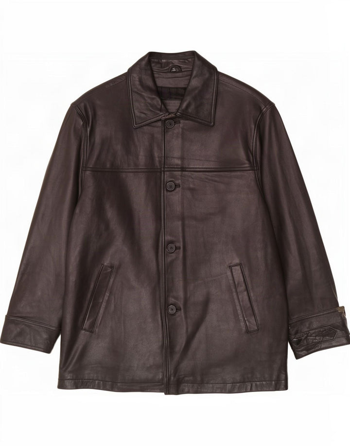 Vintage hombres chaqueta de cuero de ajuste suelto Reino Unido 36 pequeño negro