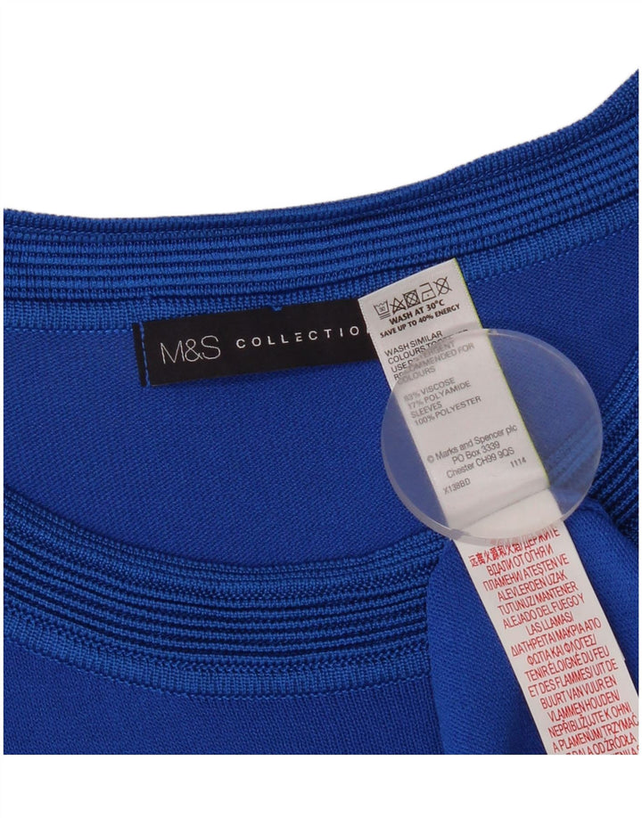 Marks & Spencer Blusa para mujer Top UK 42 Viscosa geométrica azul medio