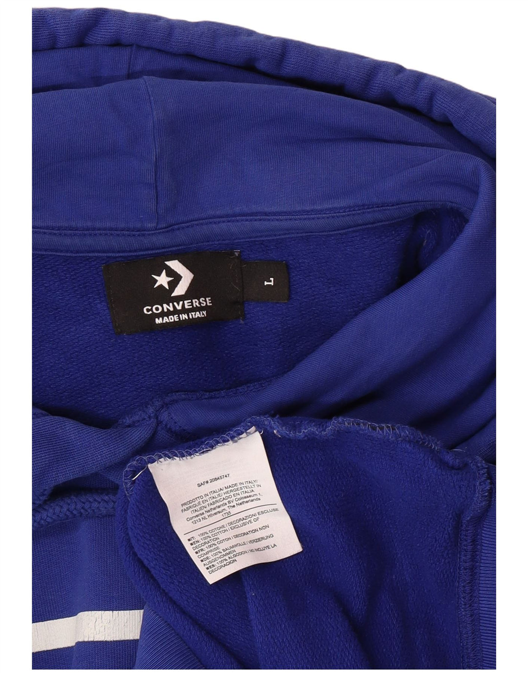 CONVERSE Jersey con capucha gráfica para hombre de algodón azul grande