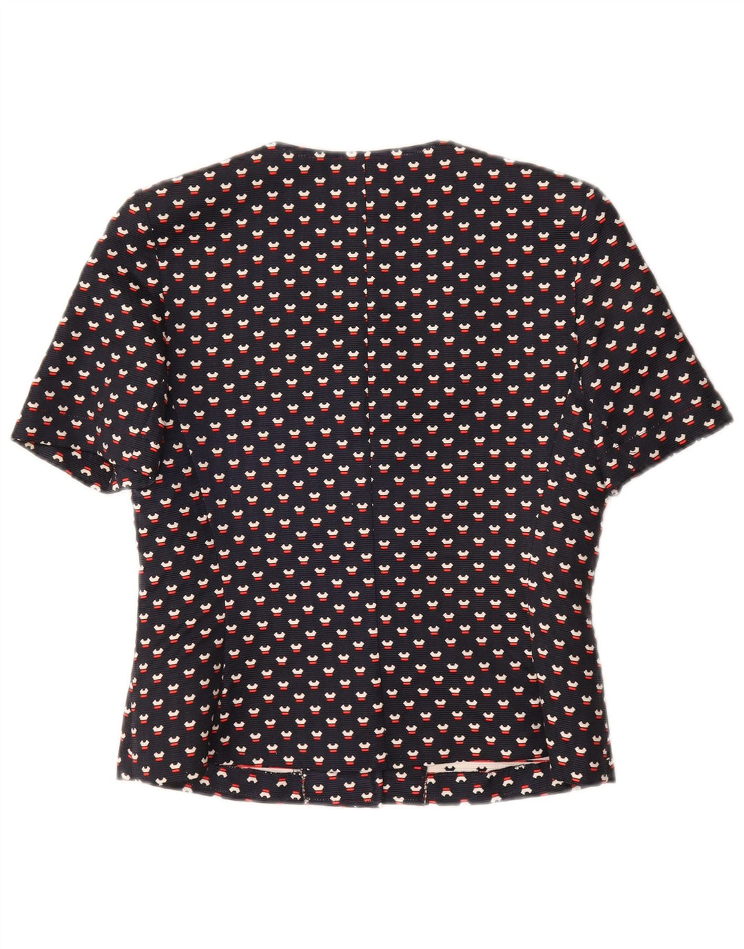 VINTAGE Mujer 3 Botones 2 Piezas Set UK 12 Medio Azul Marino Manchado