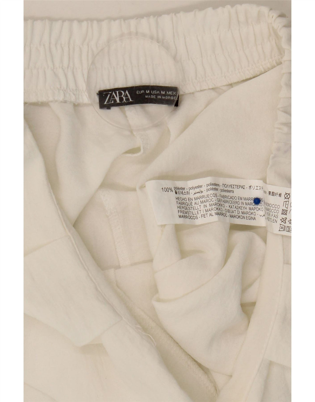 Zara Mujer Pantalón Chino Loose Fit Mediano W28 L25 Poliéster Blanco