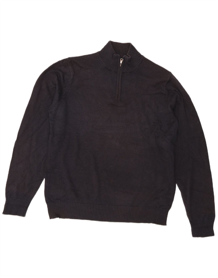 Marks & Spencer Jersey tipo jersey con cuello y cremallera para hombre Algodón azul marino mediano