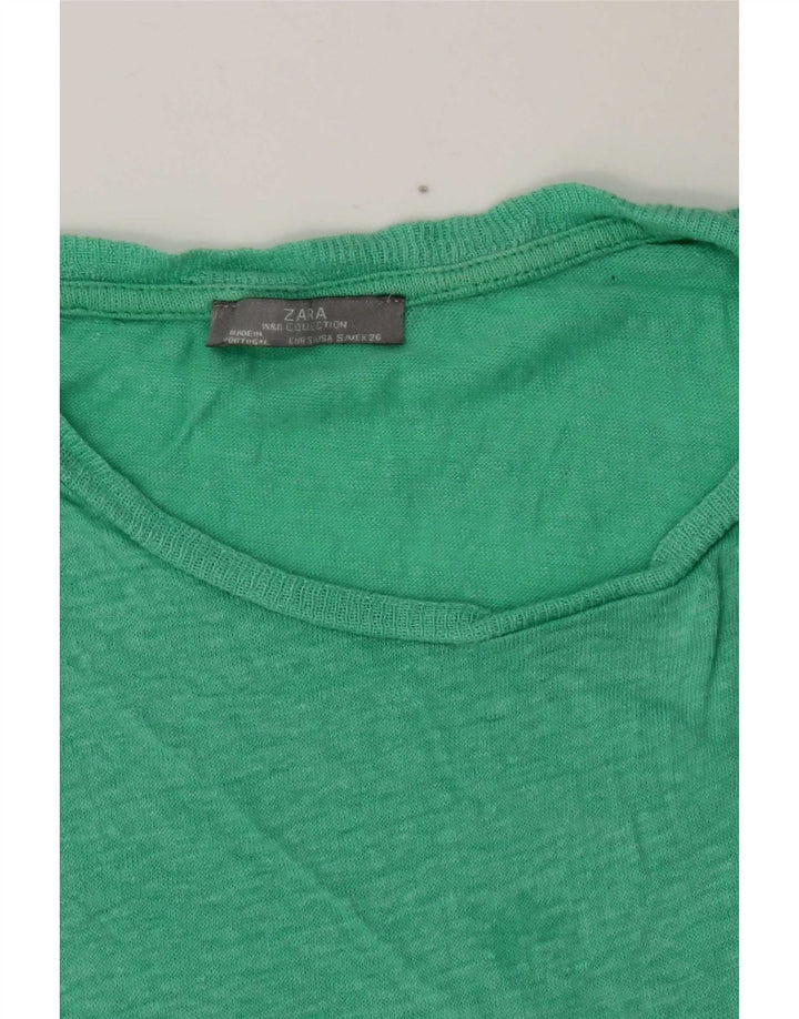 Zara Mujer Camiseta Top UK 10 Small Verde