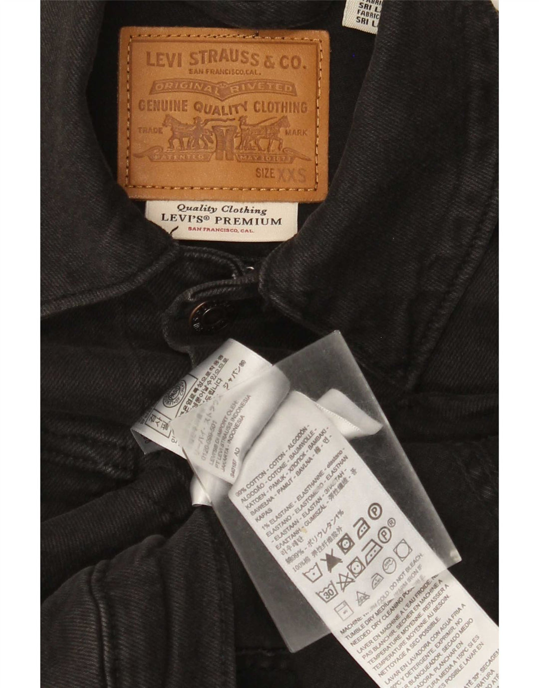 Levi's Chaqueta vaquera corta para mujer UK 2 2XS Algodón negro