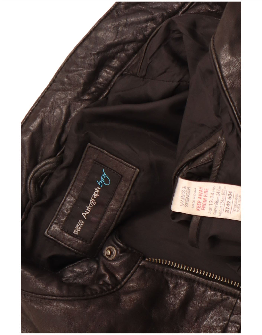 Marks & Spencer Chaqueta de cuero autógrafo para niños 13-14 años Cuero negro