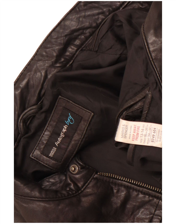 Marks & Spencer Chaqueta de cuero autógrafo para niños 13-14 años Cuero negro