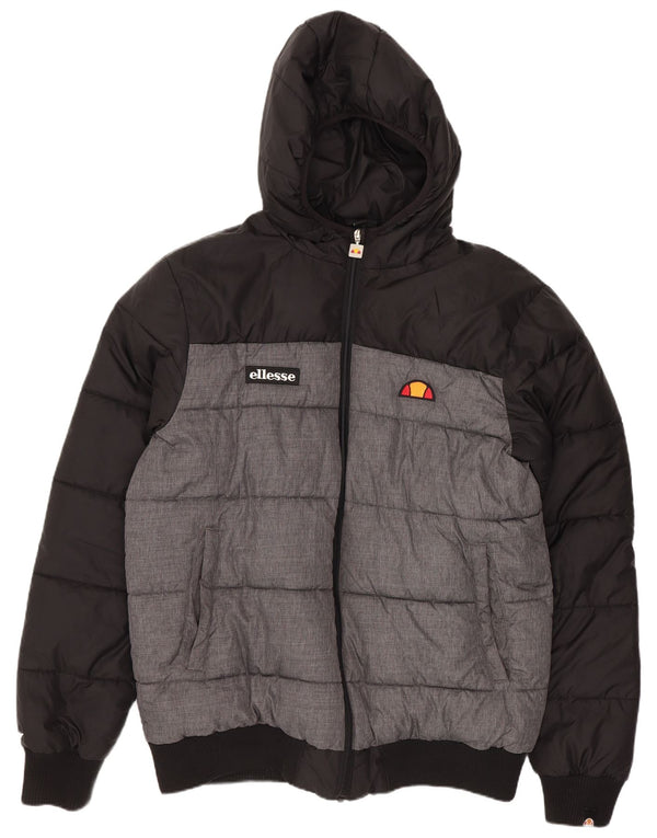 Chaqueta acolchada con capucha para hombre Ellesse UK 40 Large Poliamida negra con bloques de color