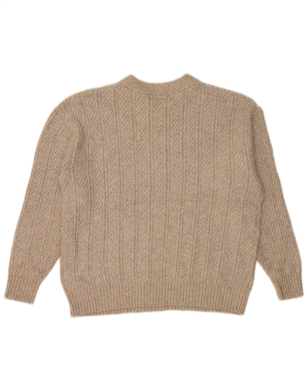 MARKS & SPENCER Womens Crew Neck Jumper Sweater UK 14 Medium Beige Winter