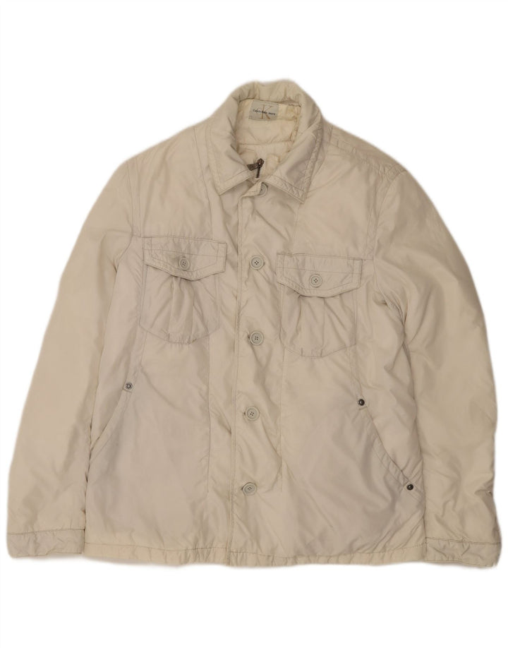 Calvin Klein Jeans Chaqueta utilitaria para hombre UK 38 Medium White