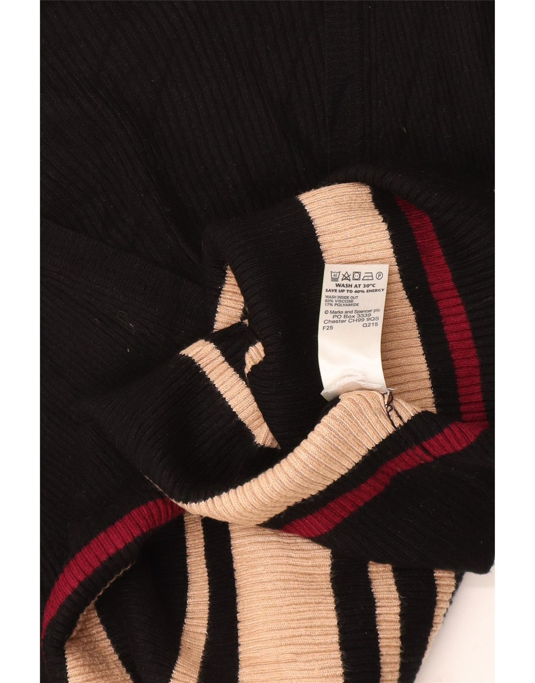 Marks & Spencer Suéter con Cuello en V para Mujer UK 44 Mediano Rayas Negras