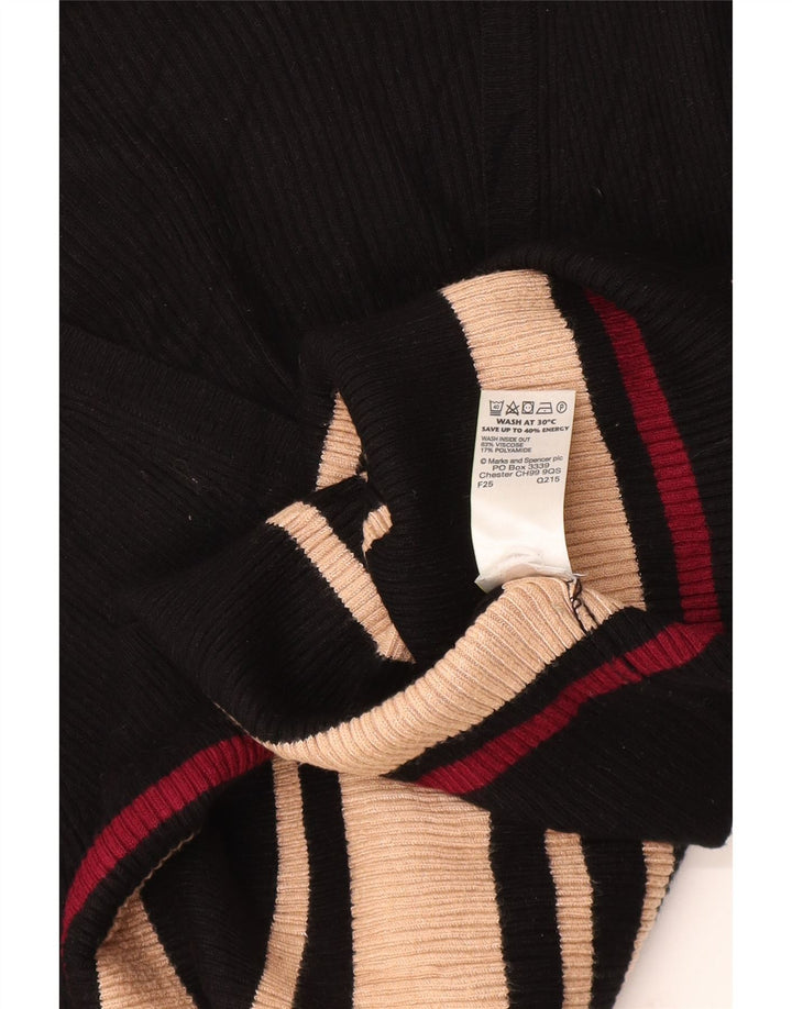 Marks & Spencer Suéter con Cuello en V para Mujer UK 44 Mediano Rayas Negras