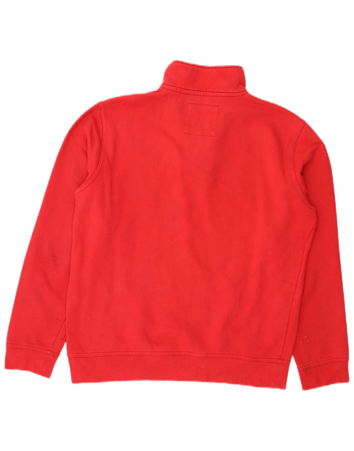 Crew Clothing - Sudadera con cuello y cremallera para hombre, jersey de algodón rojo mediano