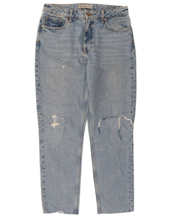 Zara Jeans Cónicos Desgastados para Mujer EU 38 Small W28 L27 Algodón Azul