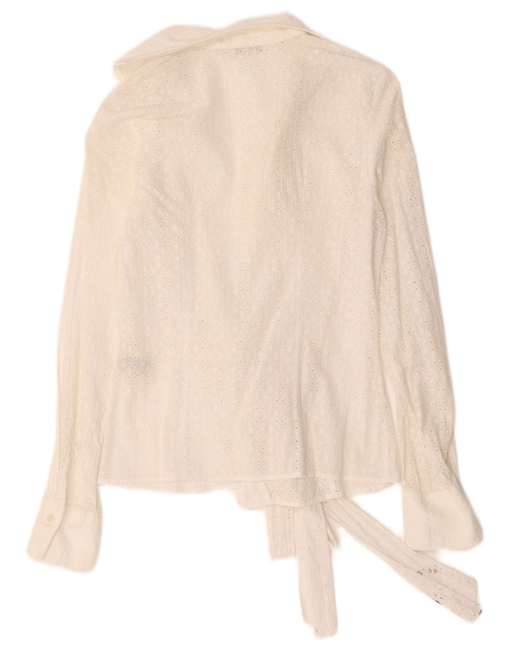 Naracamicie Blusa cruzada para mujer US 2 XS Algodón blanco