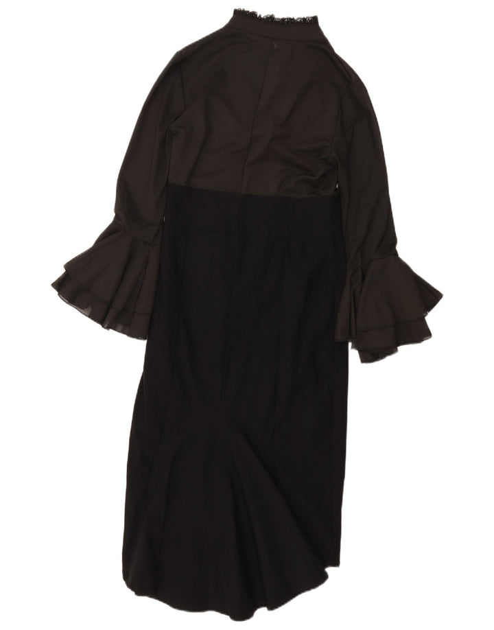 KILLSTAR Vestido largo de manga larga para mujer UK 8 Small Negro Colorblock