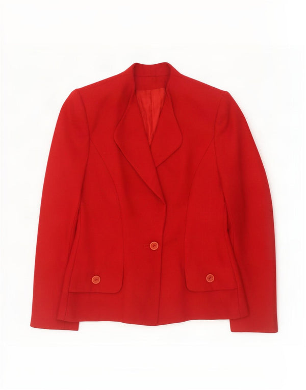 Vintage mujer 1 botón Blazer chaqueta Reino Unido 12 rojo medio