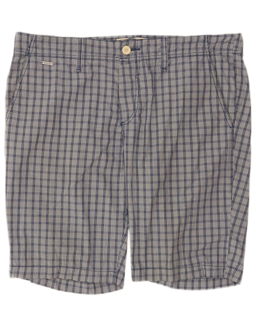 Guess Pantalones cortos chinos para hombre W34 Algodón a cuadros azules grandes