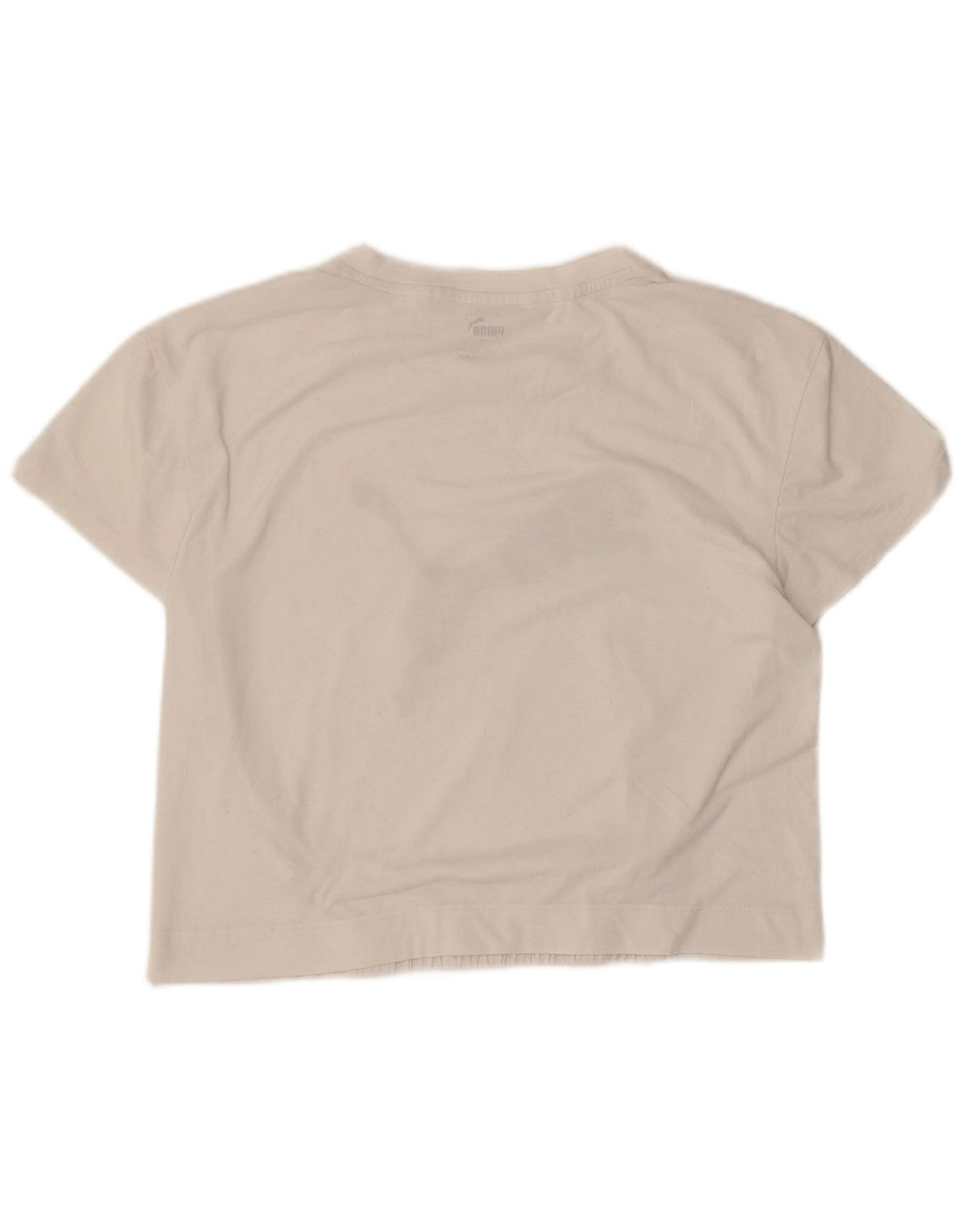 Puma Mujer Crop Graphic Camiseta Top UK 10 Pequeño Poliéster Blanco