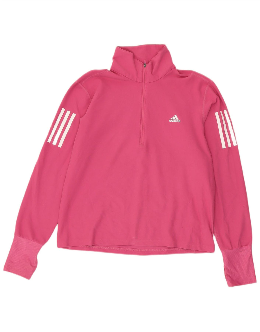 Adidas Mujer Zip Neck Jersey Chándal Top UK 12/14 Medium Pink