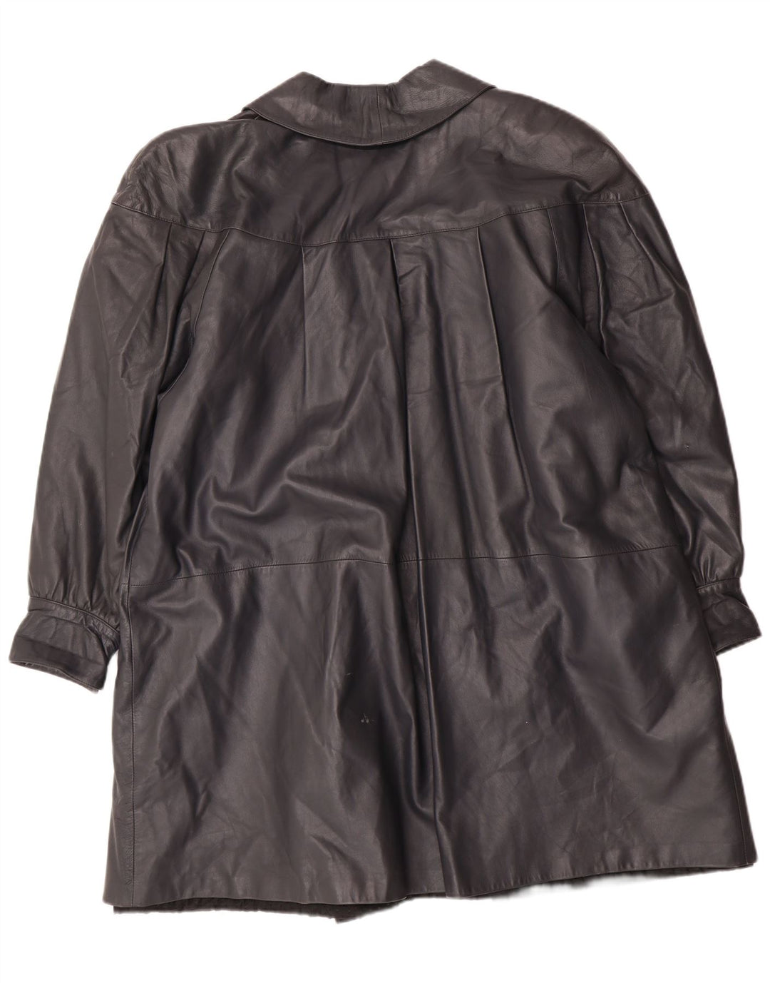 Vintage mujer abrigo de cuero de gran tamaño IT 44 Medio Negro Cuero Clásico