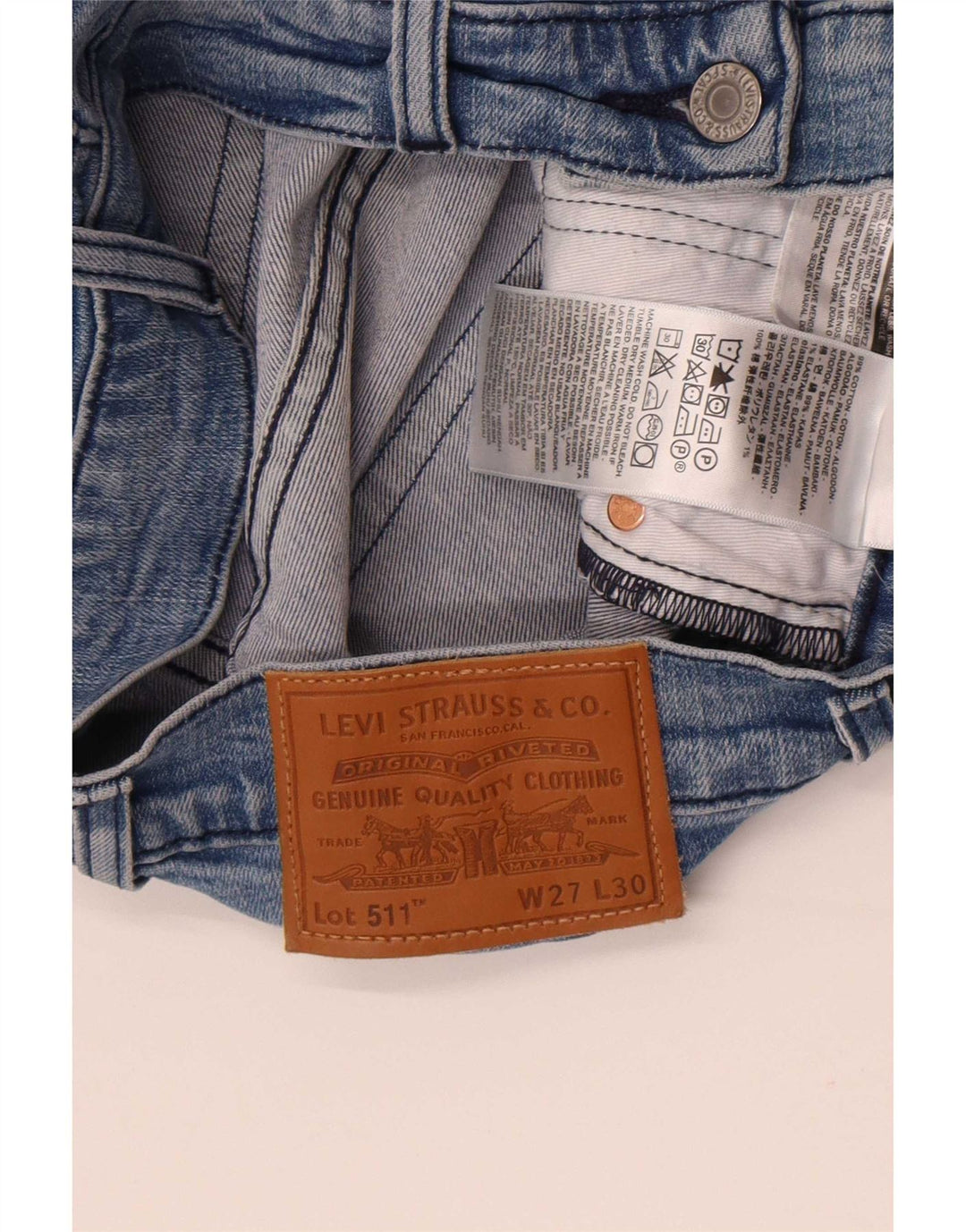 Levi's Hombre 511 Slim Jeans W27 L30 Algodón Azul
