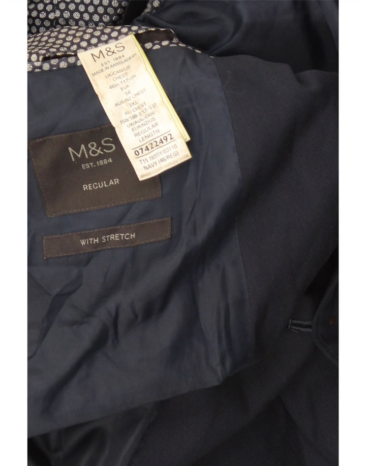 Marks & Spencer Chaqueta tipo blazer de corte regular con 2 botones para hombre UK 46 3XL Azul marino