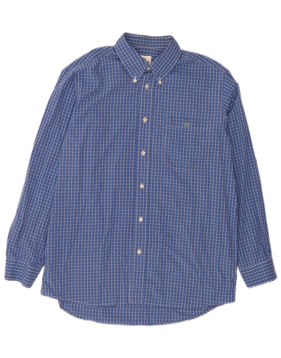 Camisa Lacoste Hombre Talla 40 Algodón Cuadros Azul Medio