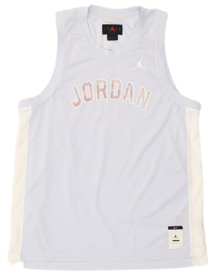 Jordan - Camiseta sin mangas con gráfico para hombre, talla grande, poliéster color block azul