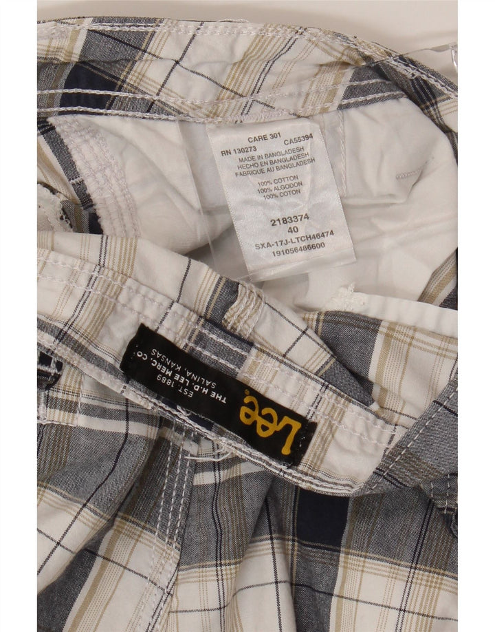 Pantalones cortos tipo cargo Lee para hombre W40 XL Algodón a cuadros blancos