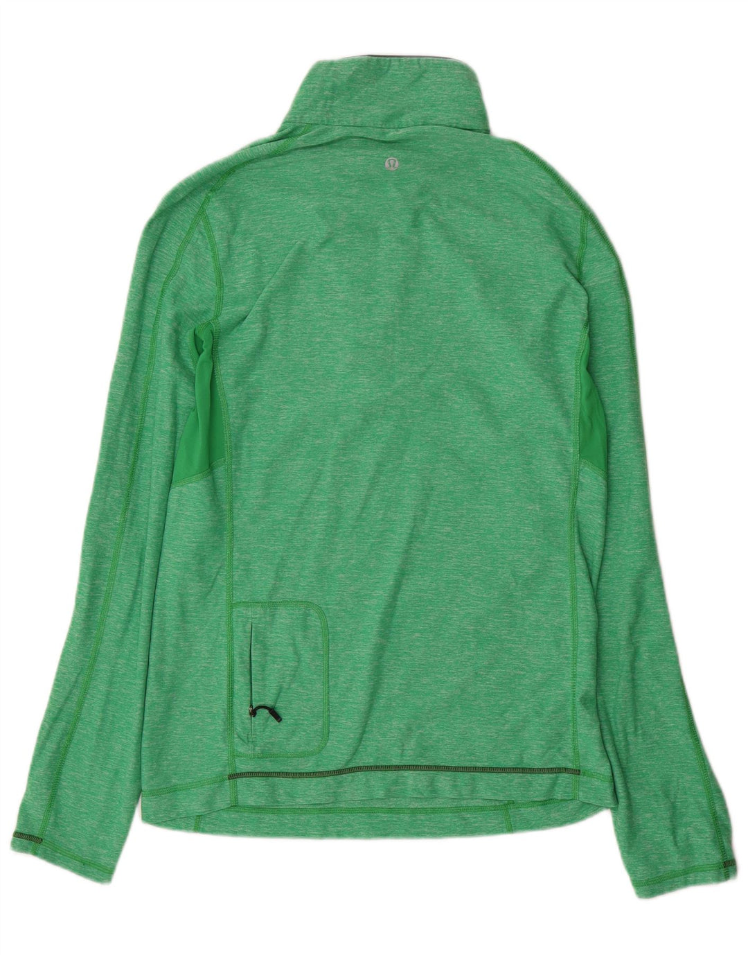 Lululemon Mens Zip Neck Jersey Chándal Top Nylon Moteado Verde Medio