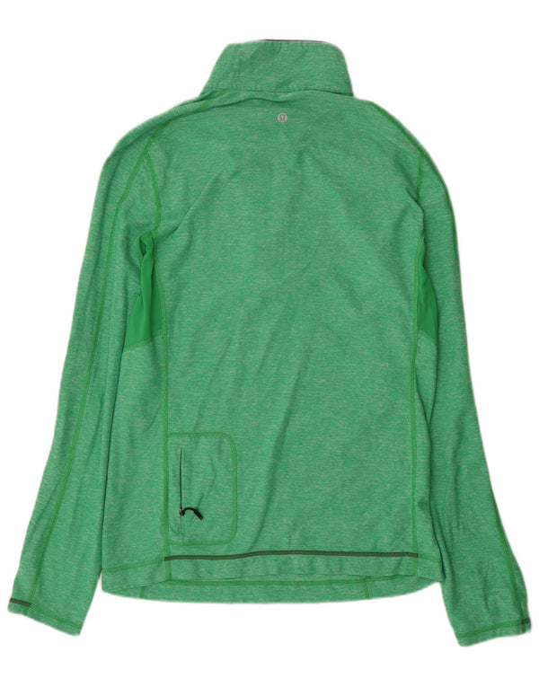 Lululemon Mens Zip Neck Jersey Chándal Top Nylon Moteado Verde Medio