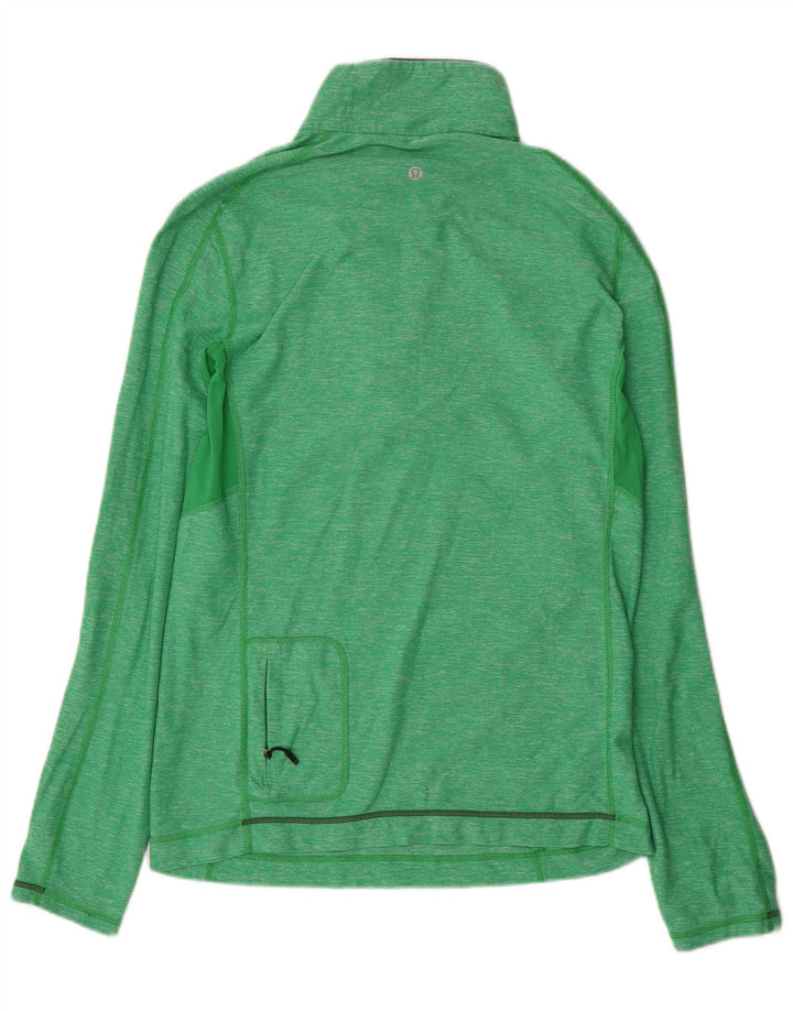 Lululemon Mens Zip Neck Jersey Chándal Top Nylon Moteado Verde Medio