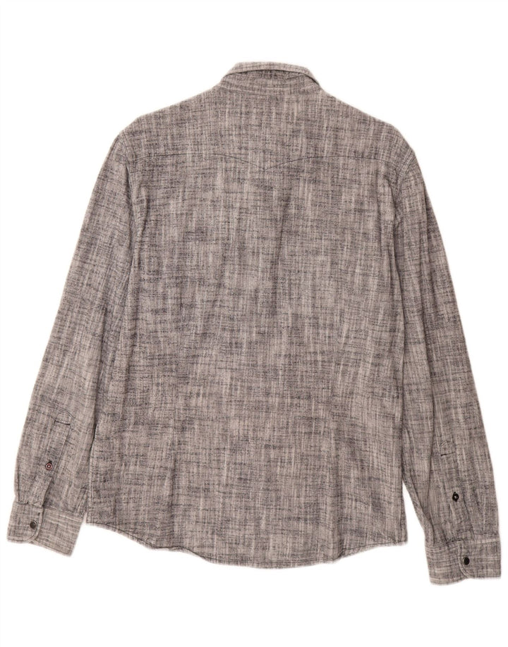 Camisa de franela de corte slim de algodón moteado en gris grande de Lee Hombre