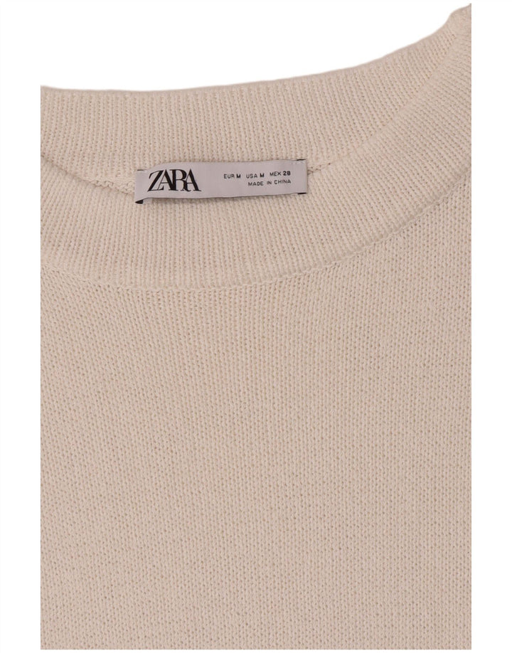 Zara - Jersey con cuello barco para mujer, talla 40, talla mediana, color blanco