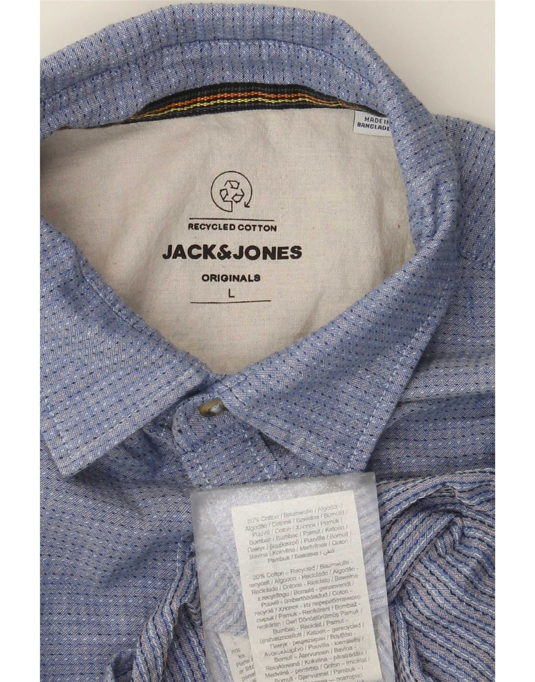 Camisa Jack & Jones Hombre Large Algodón Moteado Azul